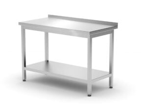 Vægmonteret arbejdsbord med opkant og hylde - dybde 600 mm, Kitchen Line, 1200x600x(H)850mm - Billede 3