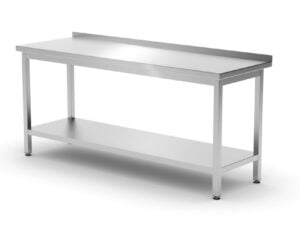 Vægmonteret arbejdsbord med opkant og hylde - dybde 600 mm, Kitchen Line, 1800x600x(H)850mm - Billede 3