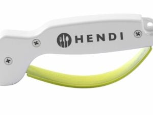 Knivsliber, hvid, 140x15x(H)65mm, med fingerbeskyttelse, vendbare dobbelte slibeklinger af carbide. - Billede 3
