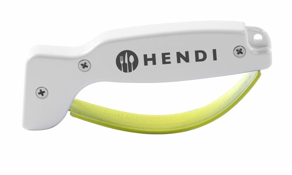 Knivsliber, hvid, 140x15x(H)65mm, med fingerbeskyttelse, vendbare dobbelte slibeklinger af carbide. - Billede 3