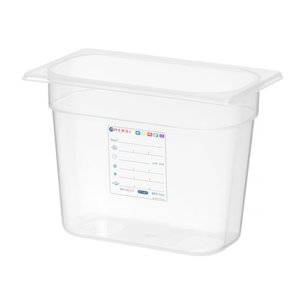 GN 1/4 HACCP Beholder, Transparent, 5,5L, 265x162x(H)200mm, Hendi - Billede 3