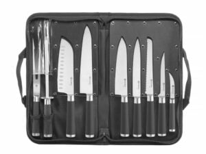 Knivsæt med 9 dele, sort, 445x260x(H)65mm, rustfrit Stål med anti-slip gummibelagt håndtag - Billede 2