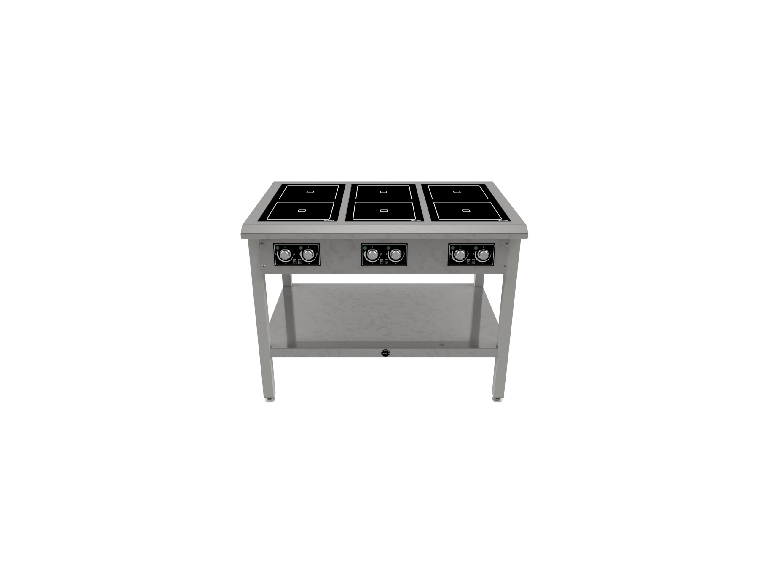 BASIC kogebord i rustfrit stål med seks kogezoner