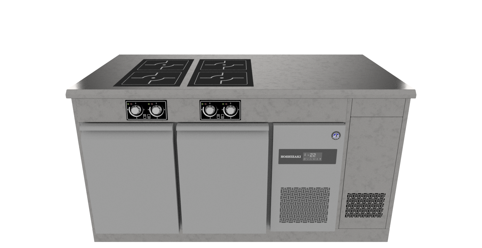 Norqi - Køl- og kogebord, CHILL+COOK 4-zone pro-induktion 900mm · 2 + 2 skuffer