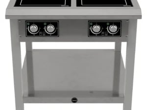 Professionelt glaskeramisk kogebord med 4 zoner og underhylde