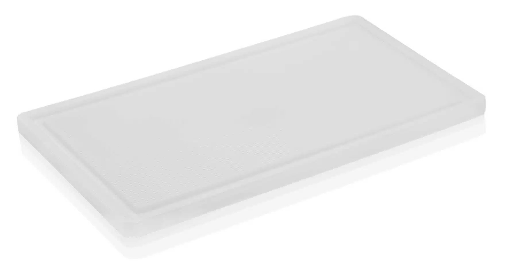 ***Skærebræt m/saftrille, PE, Hvid, 50 x 30 x 2 cm