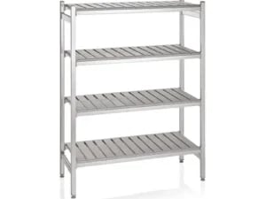 Reolsystem, Alu/PE, 4 hylder, 126,5x54x170cm