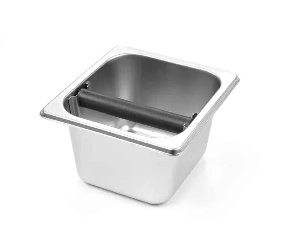 Rustfrit stål knock box gn 1/6, 176x162x100mm med aftagelig bar