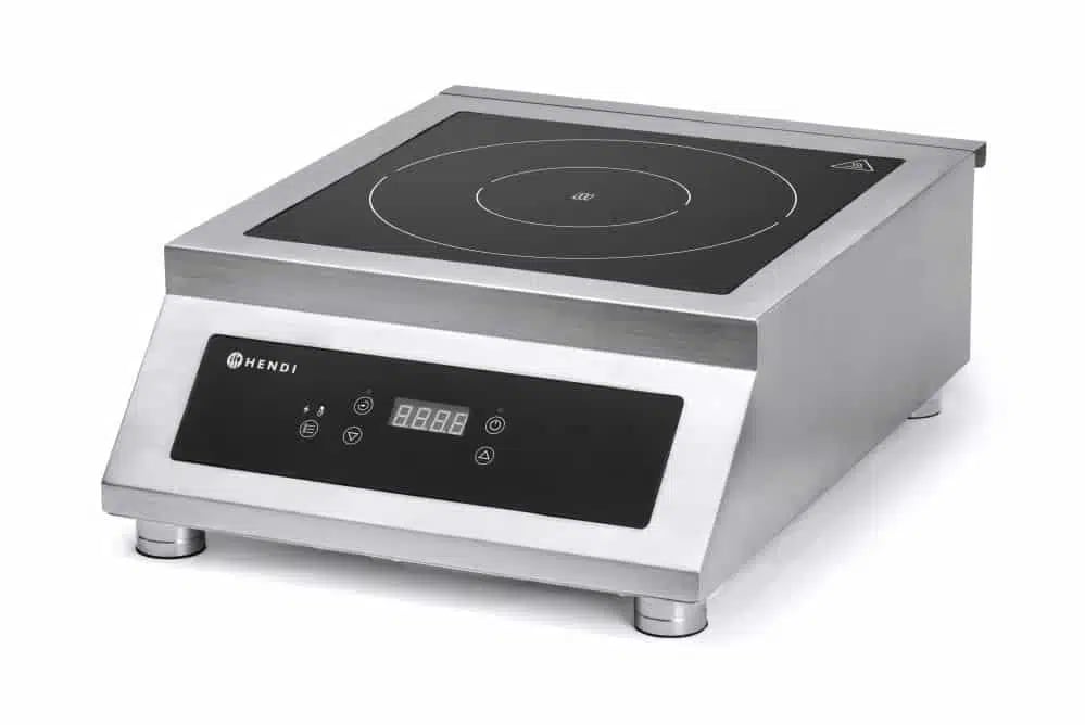 Induktionskogeplade model 5000 D, Profi Line, 400V/5000W, 398x515x(H)168mm, rustfrit stål, justerbare fødder, maks belastning 30 kg.