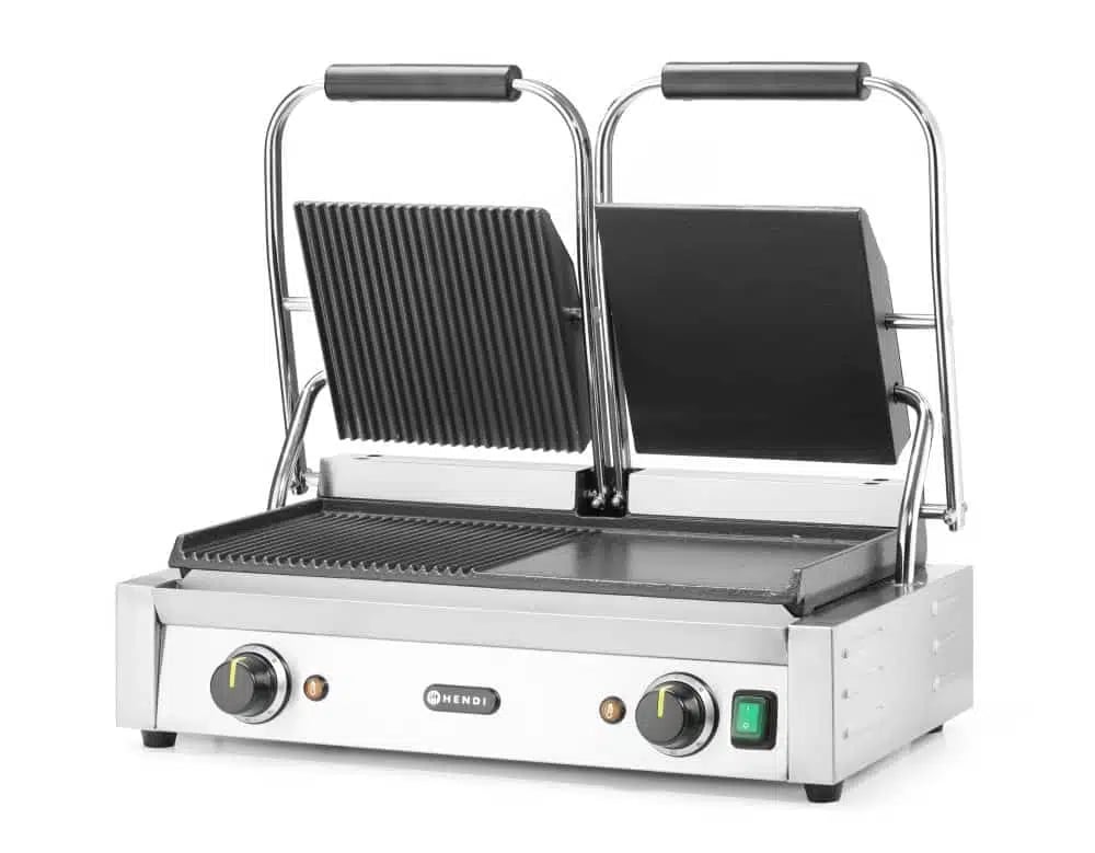 Dobbelt kontaktgrill, halvglatt, halvribbet, 230v/3600w - Billede 2