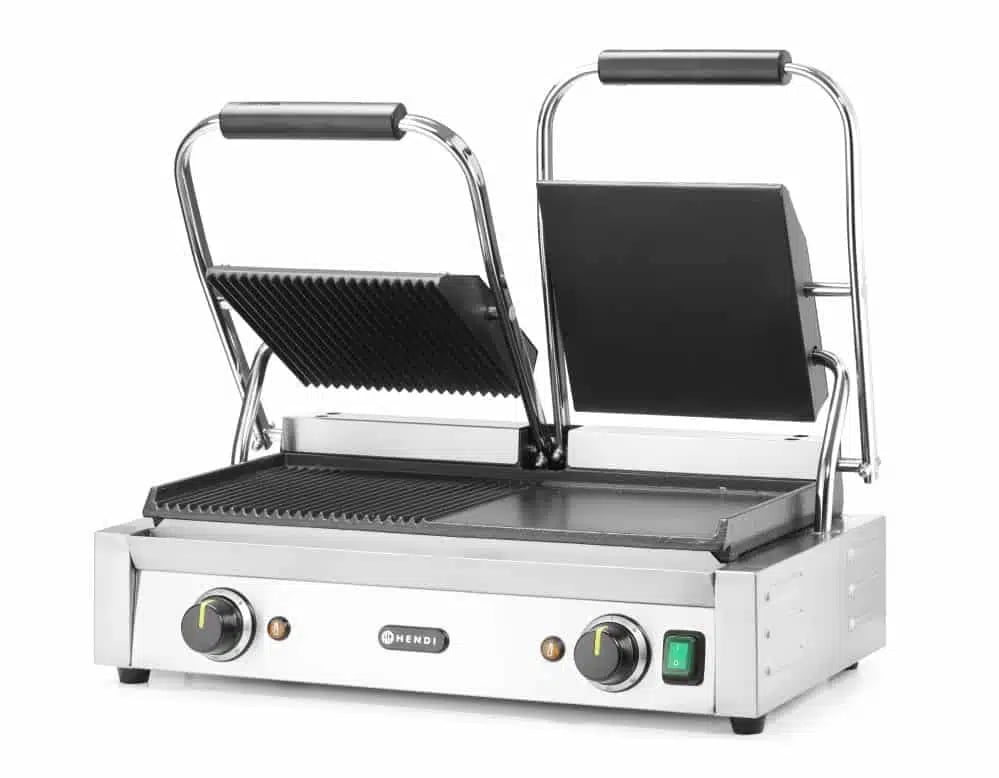 Dobbelt kontaktgrill, halvglatt, halvribbet, 230v/3600w - Billede 3