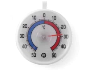 Køleskabstermometer, ø72x(H)21mm, med krog. Temperaturområde -50 °C til 50 °C.