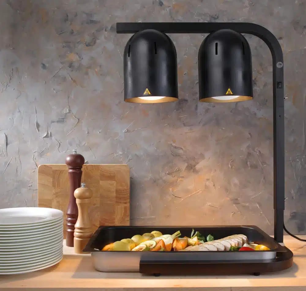 Sort infrarød madvarmer med 2 lamper, 500w - Billede 5