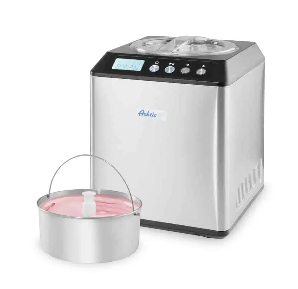 Is-maskine, 230V/180W, 272x315x(H)362mm, ideel til is, sorbet og frossen yoghurt. 2L rustfrit stål beholder. - Billede 2