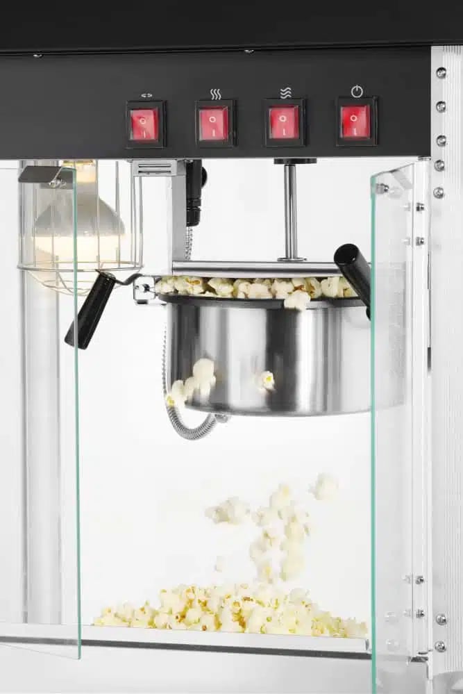 Popcornmaskine, sort, 230V/1500W, 560x420x(H)770mm, robust aluminiumsramme, glasdør, varmebestandige håndtag, belysning indeni, varmebund, cyklustid ca. 2 min. - Billede 4