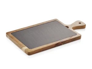 Serveringsbræt med skiferplade, mål: 34 x 18 x 1,5 cm.