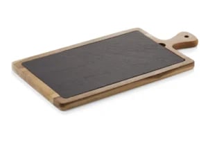 Serveringsbræt med skiferplade, mål: 41 x 20 x 1,5 cm.