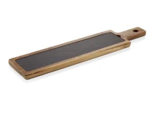 Serveringsbræt med skiferplade, mål: 53,1 x 12,5 x 1,8 cm.