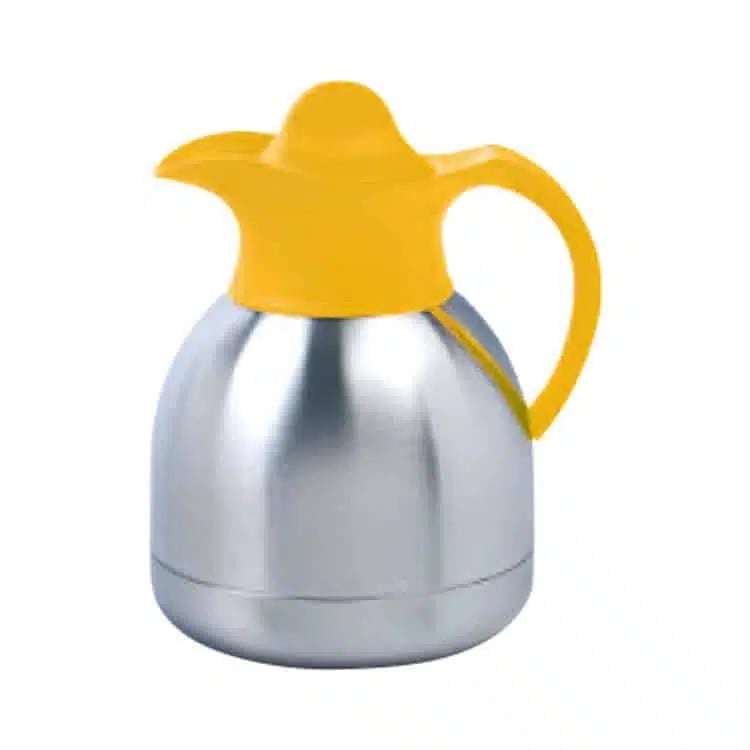 Termokande | Thermosteel | Dobbelt rustfrit stål | Skruelåg – Gul m/skruelåg 1.0 L.