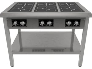 Effektivt induktionskogebord med 6 zoner i rustfrit stål