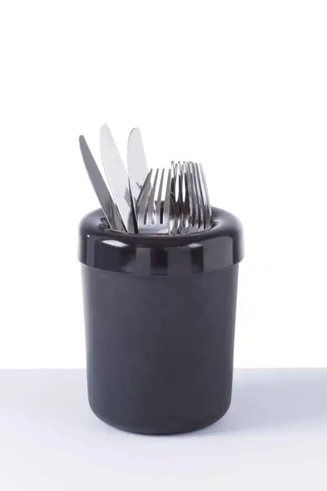 Sort bordsskraldespand eller bestikholder, ø130x(h)160mm, rustfrit stål - Billede 3