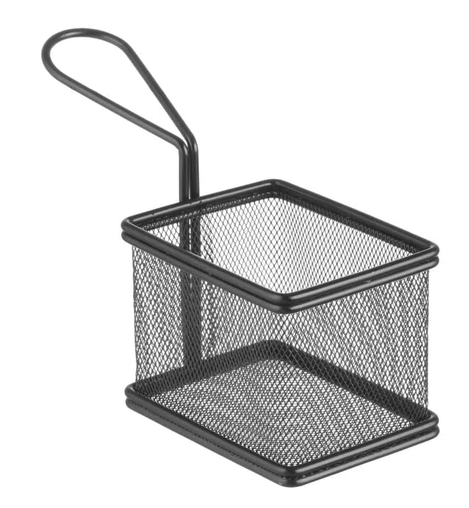 Miniature friturekurv i mat sort, 100x80x75mm - Billede 2