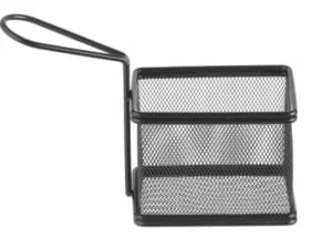 Miniature friturekurv i mat sort, 100x80x75mm