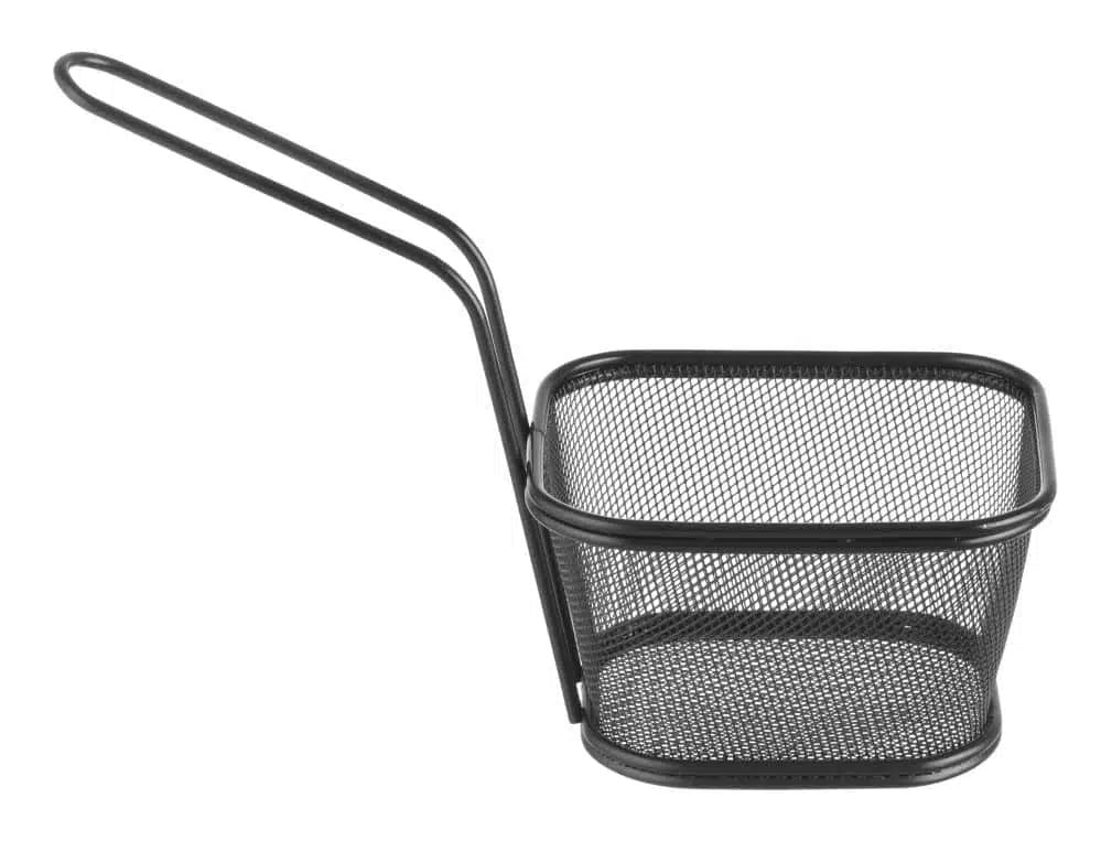 Sorte, stabelbare mini-friturekurve, 130x115x(h)80mm - ikke til madkontakt