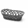Sorte ovale kurve med flettede sider, 225x130x55mm, lavet af polypropylen