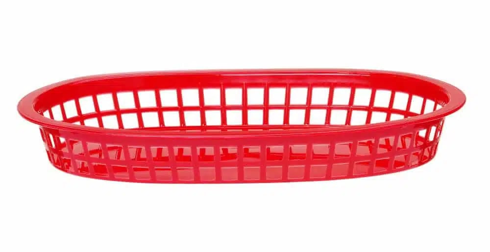 Røde serveringskurve i fastfood-stil, 6 stk., 275x175x38mm.