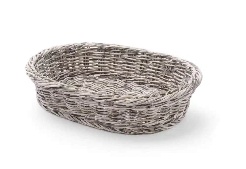Ovalt brødkurv i lys grå, 320x230x70mm