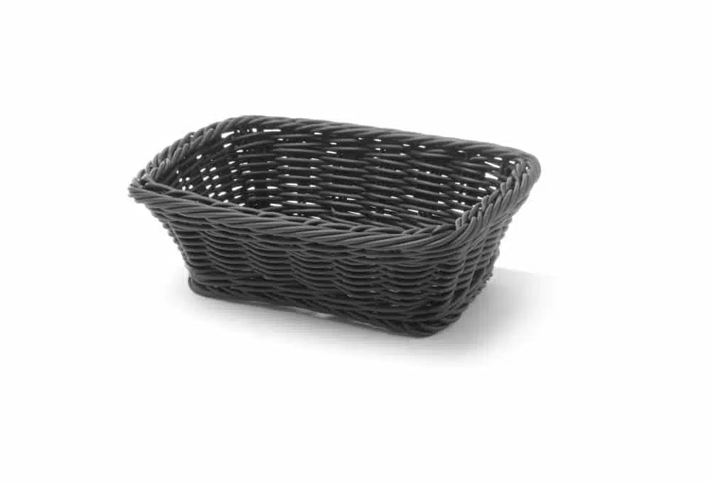 Sort brødkurv i polyrattan, 190x130x60mm