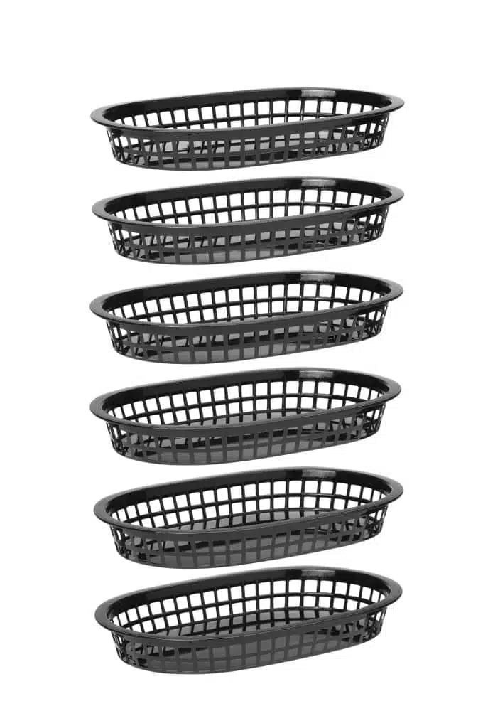 Sorte serveringskurve i fastfood-stil, 6 stk., 275x175x(h)38mm, polyrattan - Billede 4