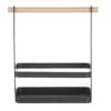 Sort bord caddy med træhåndtag, 230x100x240mm, mat finish