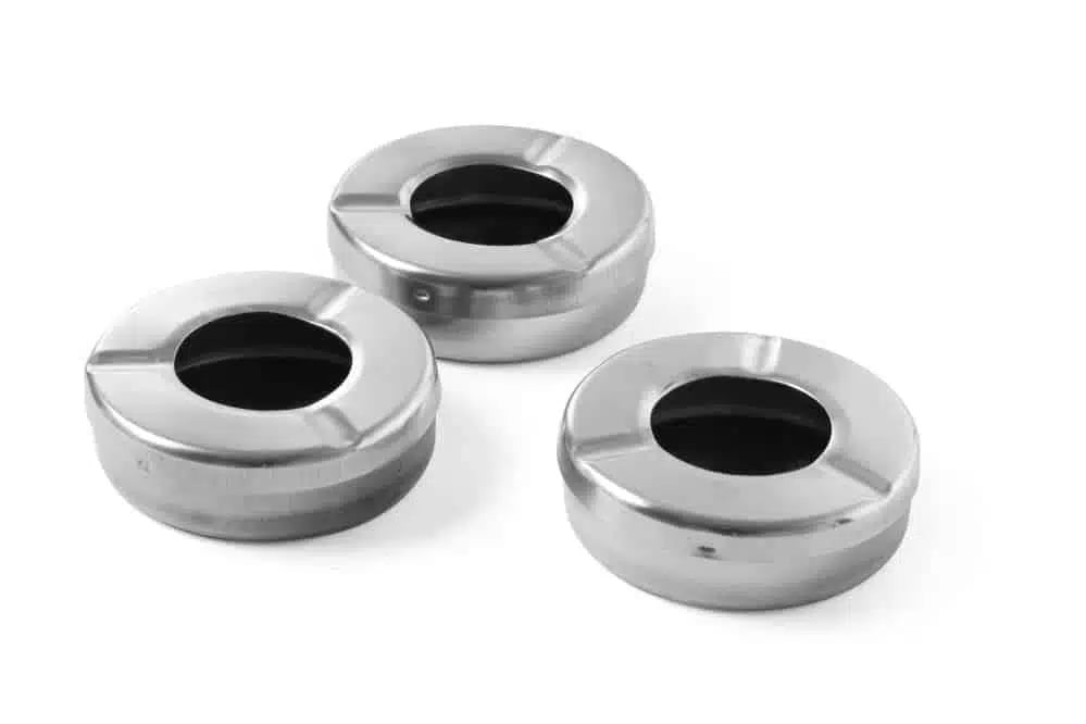 Askebæger med låg, 3 stk., ø90x(h)28mm - selvslukkende & sikker tømning - Billede 2