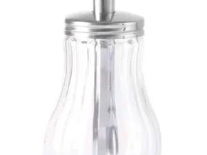 Sukkerdispenser i glas, 0,2l, rustfrit stål håndtag, ø80xh140mm