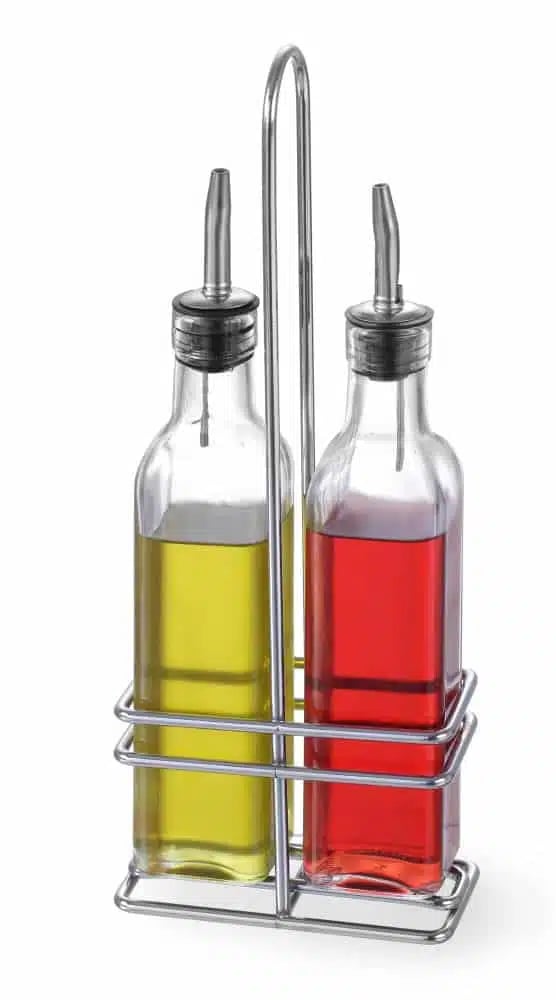 Olivenolie og eddike sæt, 2x0,237l, 0,47l, 115x60x(h)325mm, glas med rustfrit stål låg - Billede 2
