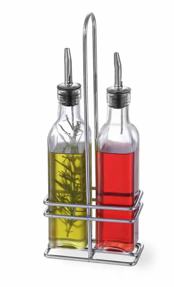 Olivenolie og eddike sæt, 2x0,237l, 0,47l, 115x60x(h)325mm, glas med rustfrit stål låg - Billede 3