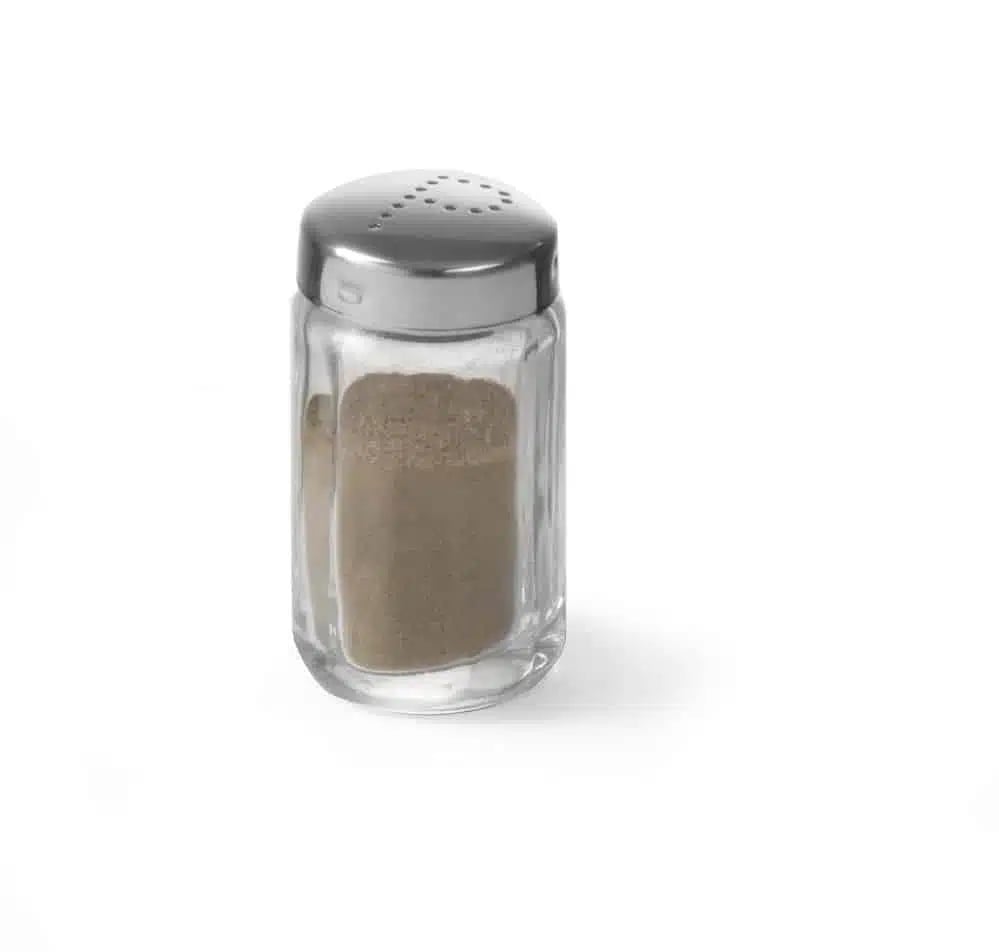 Salt shaker i glas med rustfrit stål låg, 6 stk., ø40x(h)70mm