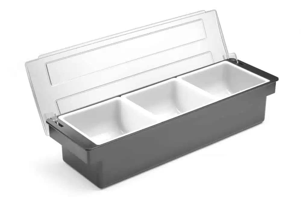 Sort condiment holder med 3 beholdere til bar - Billede 3