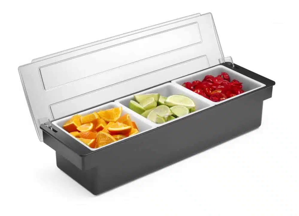 Sort condiment holder med 3 beholdere til bar - Billede 6