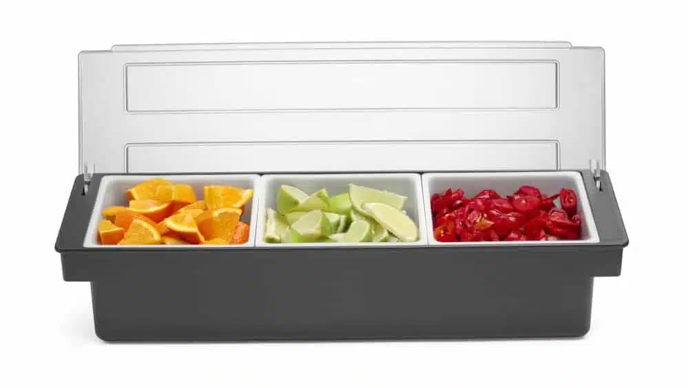 Sort condiment holder med 3 beholdere til bar - Billede 5