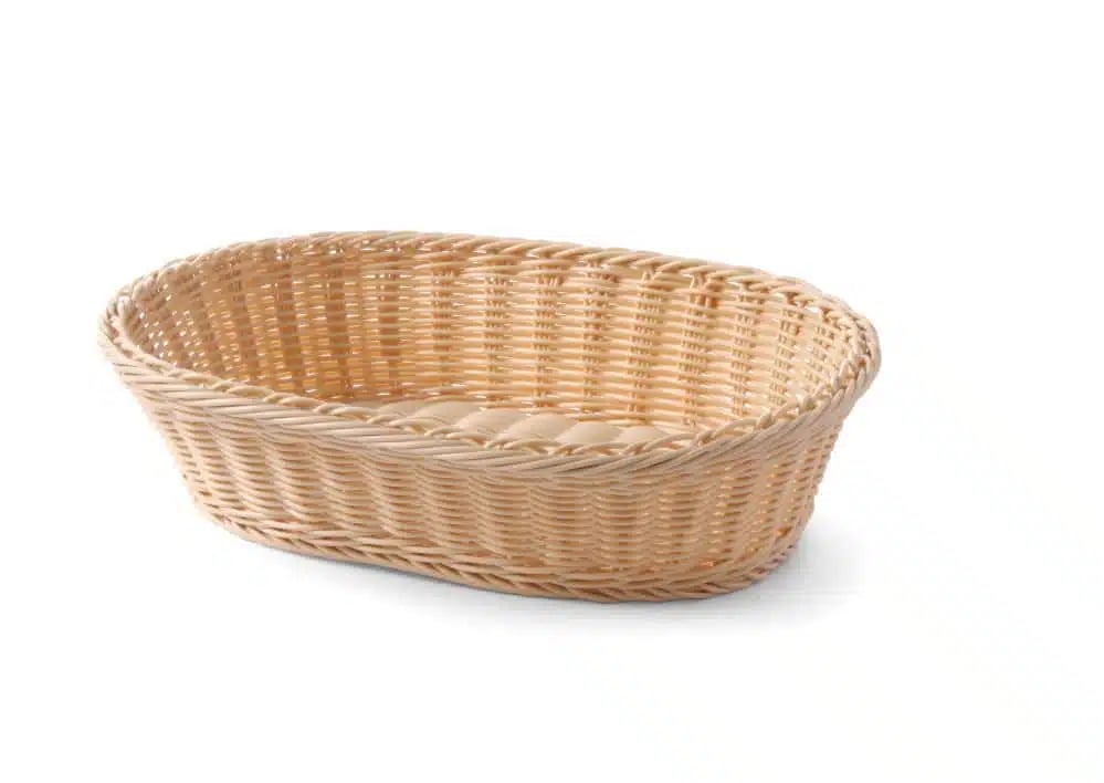Ovalt brødkurv med rustfrit stål wireforstærkning, 380x270x90mm