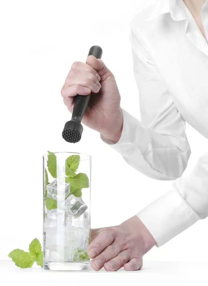 Sort stjerneformet cocktailmuddler i rustfrit stål, 380mm lang. Perfekt til lagdelte drinks. - Billede 5
