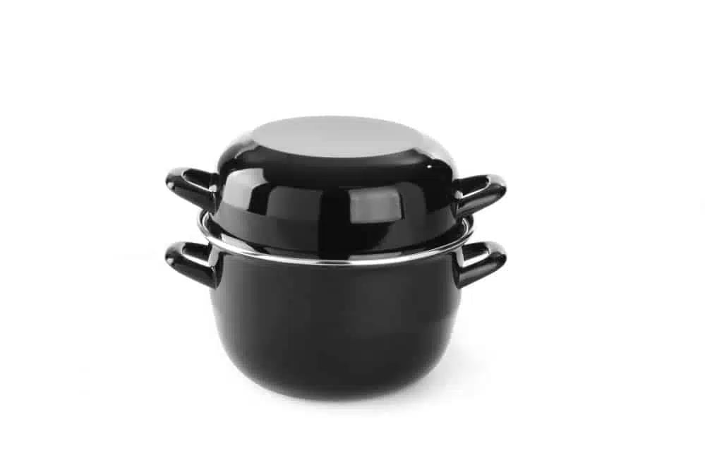 Muslingegryde - med låg, 3,5 l, sort emalje, rustfrit stål