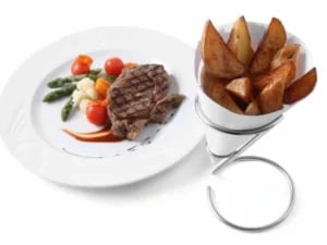 Sort chips holder med plads til sauce skål, ø110x(h)175mm - Billede 2