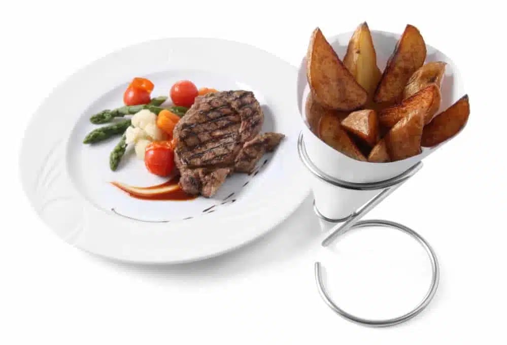 Sort chips holder med plads til sauce skål, ø110x(h)175mm - Billede 2