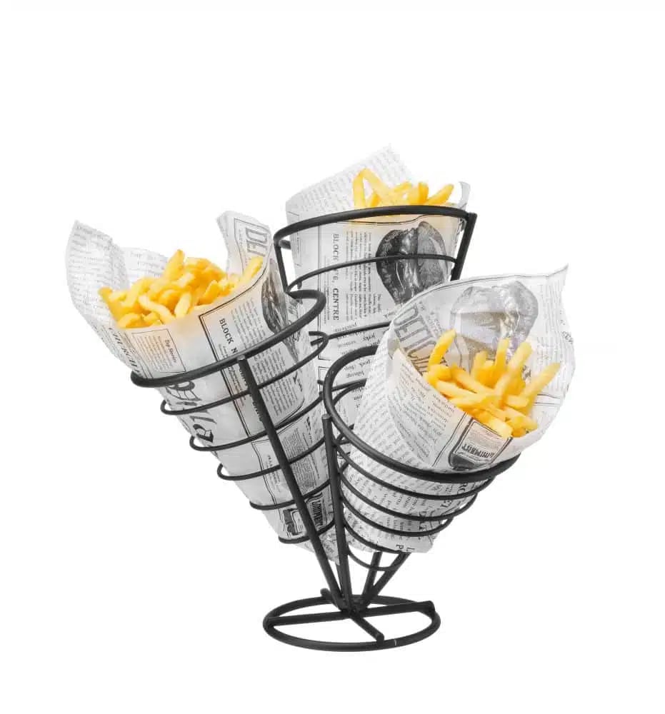 Sort serveringsstativ til 3 poser chips, 270x270x(h)280mm - Billede 2