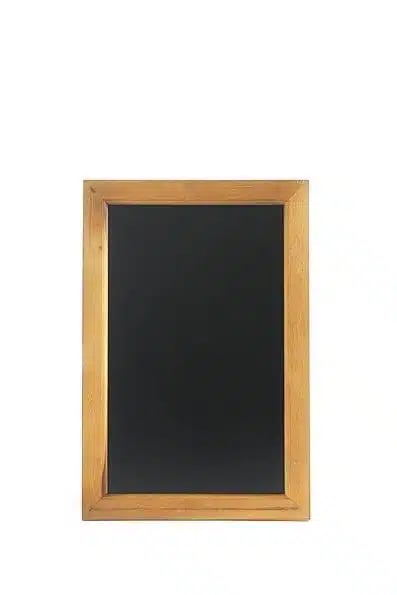 Sort tavle med træramme, 400x600mm - monteringskroge inkluderet