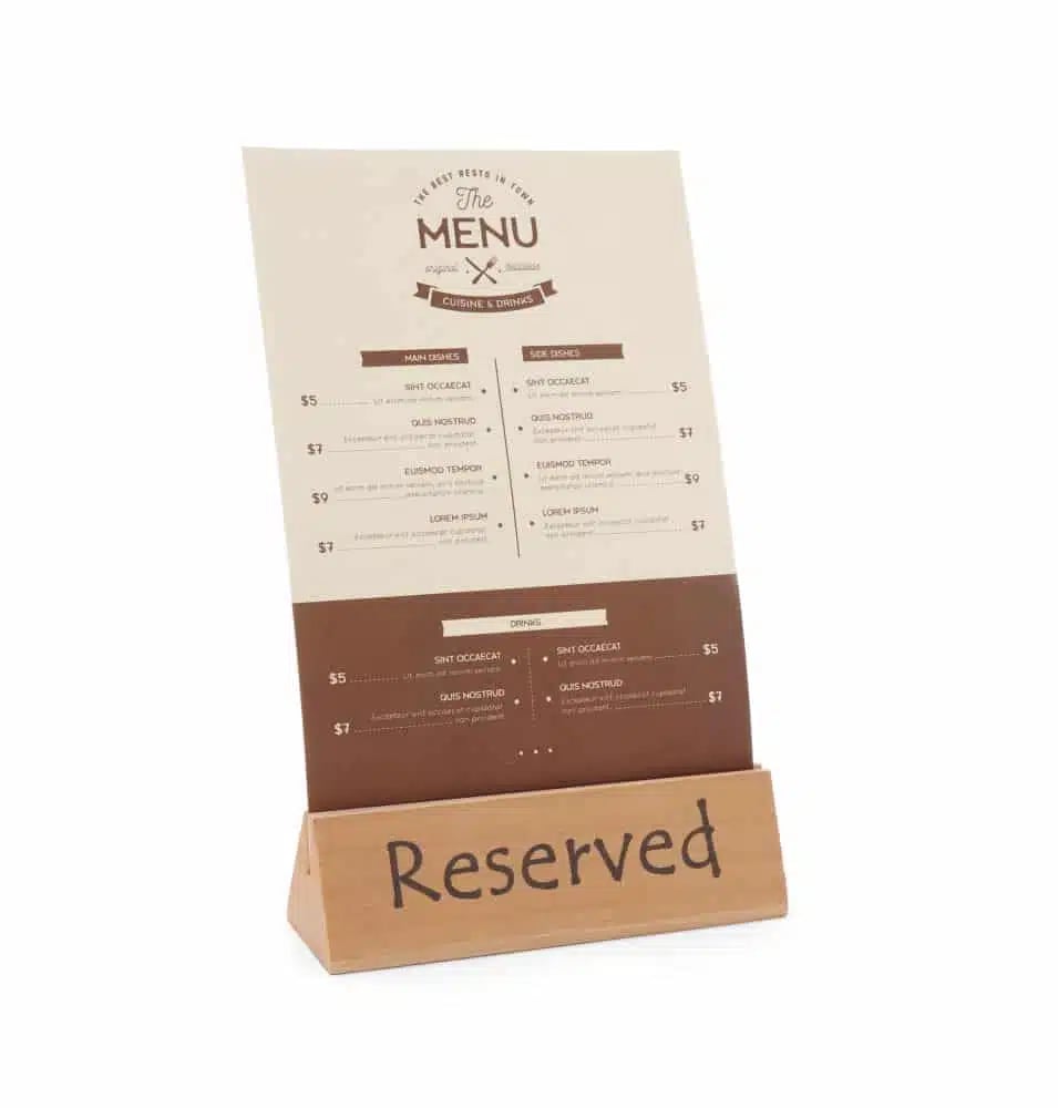 Reserveret bord skilt i holdbart træ, 152x44x44mm med stor håndtag - Billede 3